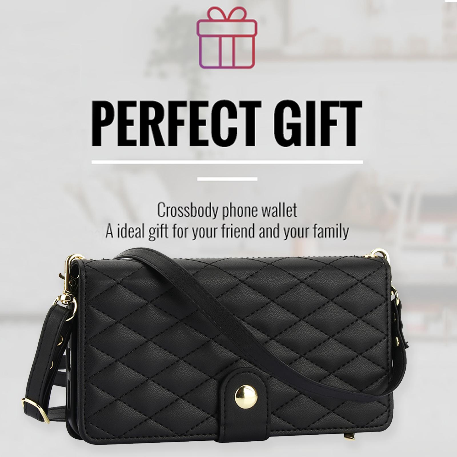 Quilted Pattern Phone Case with Card Holder, Adjustable Crossbody Zipper Purse Case with Kickstand and Detachable Wrist Strap, Flip Folio Case for iPhone 17 Air/16e/16/15/14/13/12/11 Pro Max