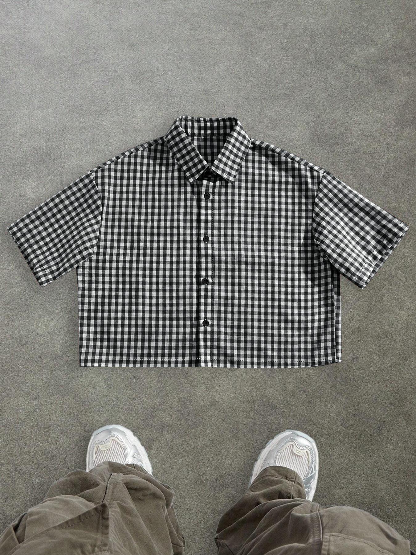 Men's Regular Fit Plaid Checkered Print Short Sleeve Shirt, Casual Street Comfy Top for Summer, Fashion Men's Clothes for Daily Wear