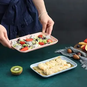 4/12pcs Rectangular Plastic Dinner Plate Set, Durable All-Season Tableware, Includes 4pcs Steak Serving Platters, Ideal for Dessert and Fruit Salad