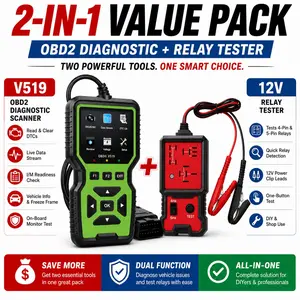2-In-1 Automotive Diagnostic Tool Bundle, Obd2 Scanner with Relay Tester, Read Clear Fault Codes, Live Data, Battery Check, 12V Vehicles