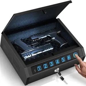 Safe for , Biometric  Safe with Stealth Mode Quick Access with LED Light, 3-Way Unlock Fingerprint Digital PIN Key  Safe,  Safe Lock Box with Carbon Steel  for