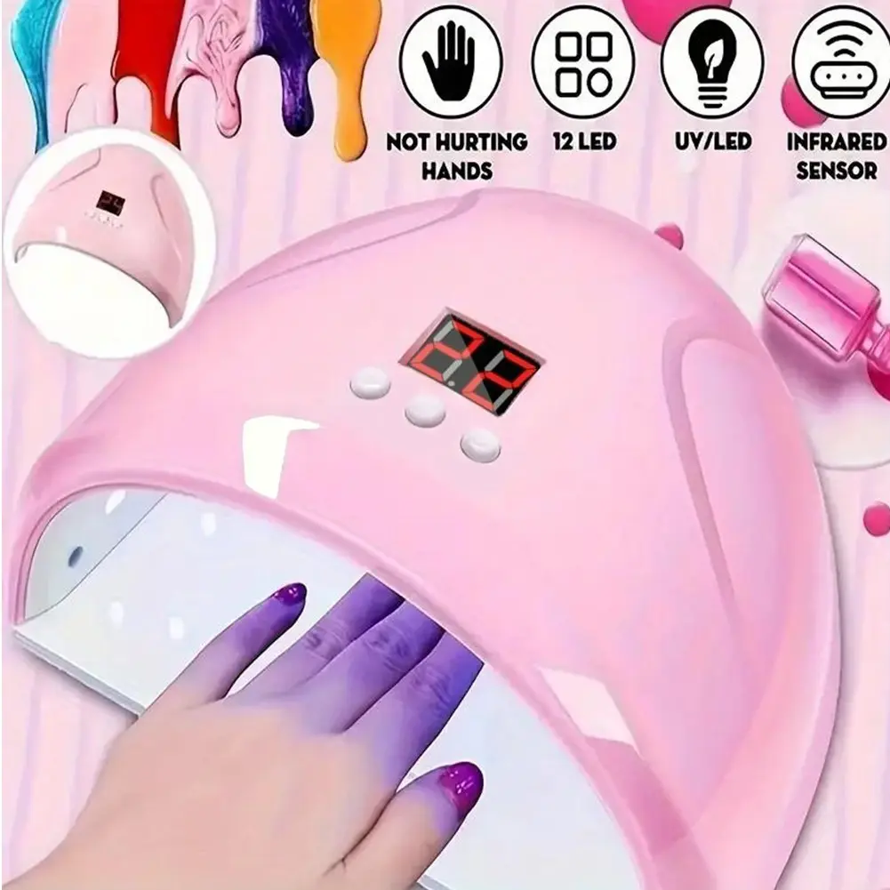 LULAA 12LED UV LED Compact Nail Dryer Lamp with Infrared Sensor 30/60/90s Timer, Plug-in Gel Nail Curing Light for Home Salon Gel Polish Manicure, Nail Care
