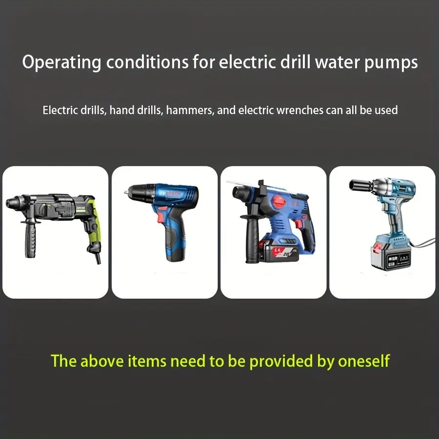 Portable Dc Self-Priming Centrifugal Pump, No Power Required, Compatible with All Drills, Ideal for Home Plumbing, Pool, Fish Pond, Construction, Pond Pumps