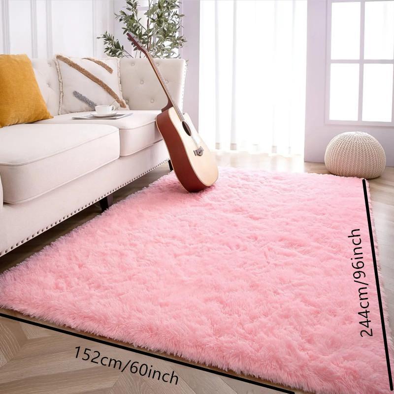 Minimalist Solid Fluffy Large Rug, Square Plush Mat with Non Slip Backing, Home Decorative Fluffy Area Rug for Living Room & Bedroom