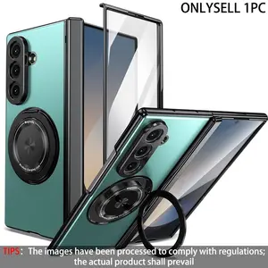 Premium Integrated Case & Film with 360° Rotating Bracket Magnetic Foldable Phone Case, compatible with Samsung Galaxy Z Fold 7, Z Fold 6, Z Fold 5, Z Fold 4 and Z Fold 3,front screen protector, shockproof protective cover, Accessories