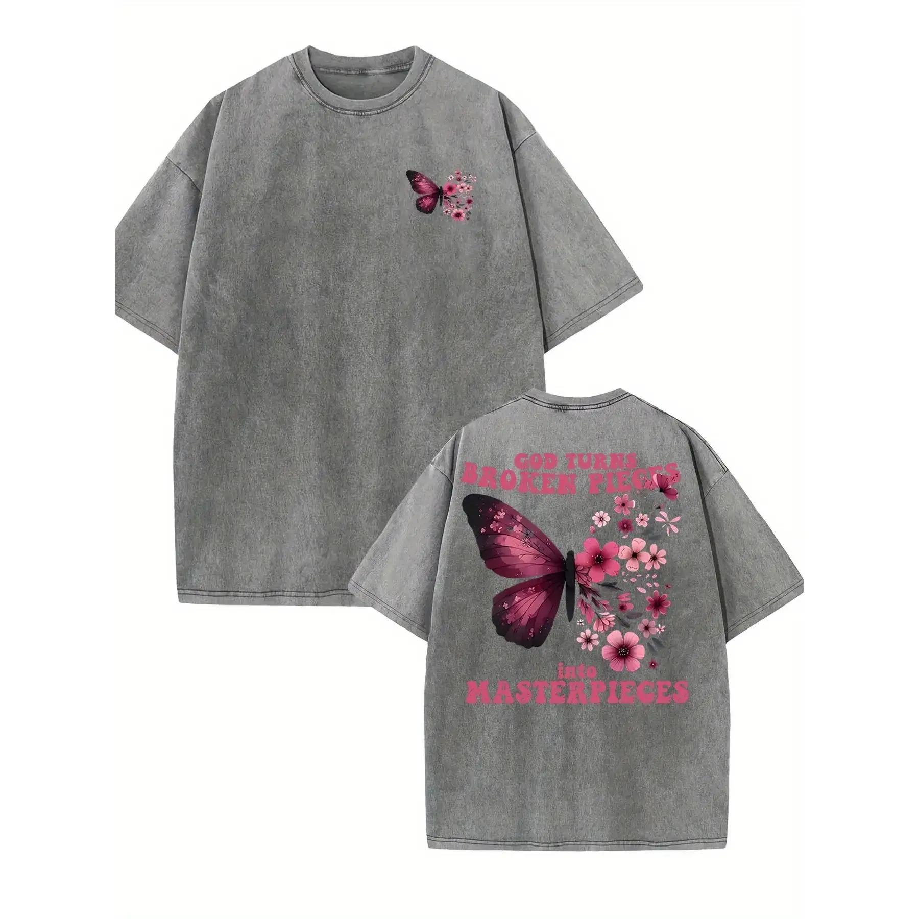 Men's T Shirts, Relaxed Fit Heavyweight Graphic Top with Dropped Shoulders and Distressed Faded Finish, Tshirt, Vintage T Shirts, Graphic Shirts