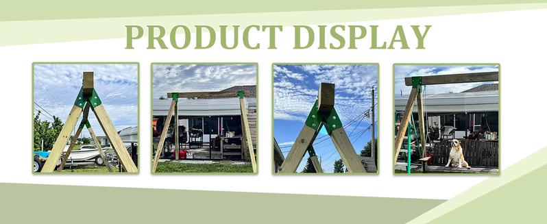 2 Pcs A-Frame Swing Set Bracket Heavy Duty Steel Green w/Mounting Hardware (2 Brackets) for 2 (4" x 4") Legs & 1 (4" x 6") Beam