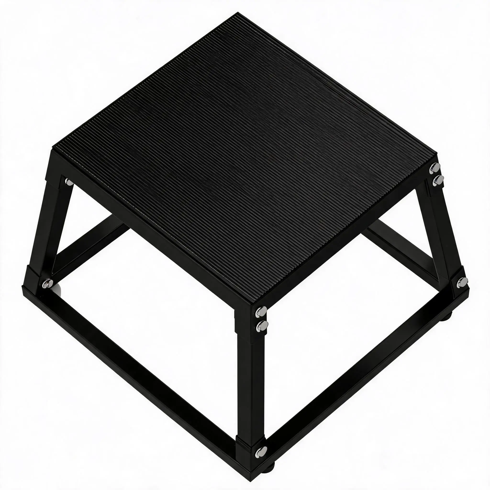 Garvee Steel Plyometric Jumping Boxes in 12 and 18 Inch Sizes, Durable Metal Exercise Step Up Boxes with Anti-Slip Surface for Effective Home Gym Training, Black Finish