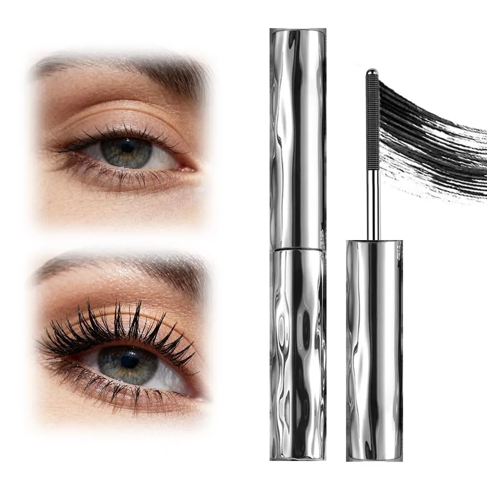 Metal Wand Mascara, 2026 Upgraded Waterproof Iron Mascara for Volume and Length, Long-lasting 3D Curling Brushless Tubing Mascara for Natural and Smudge Proof Eyelash