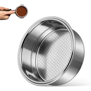 Stainless Steel Coffee Filter, 51mm Double Layer Pressurized Filter Basket Espresso Filter Basket Espresso Machine Parts for Portafilter Coffee Machine(Double Cup)