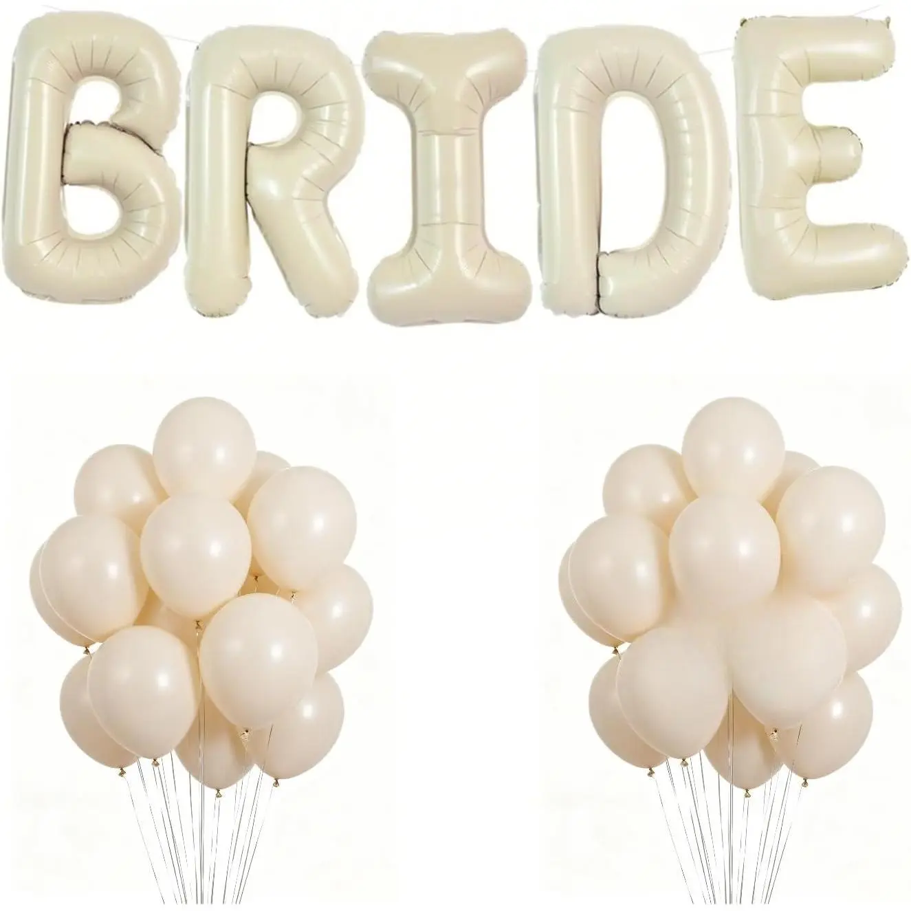 40Inch BRIDE Balloons-White Sand Balloons with Large Cream White BRIDE Foil Banner Letter Sign for Wedding Bridal Shower Engagement Bachelorette Party Decorations