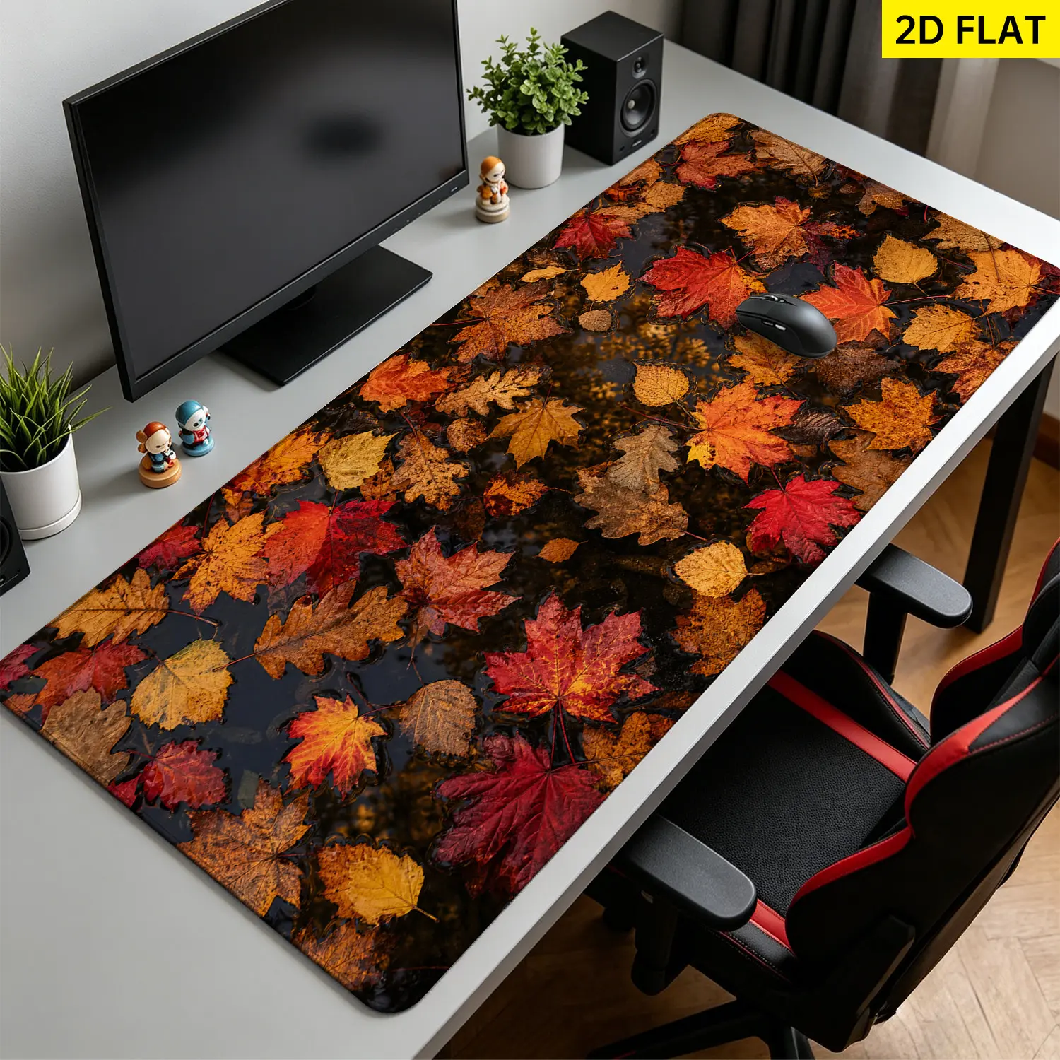 Extra Large colorful autumn maple leaves design Mouse Pad,Non Slip Rubber Pad,Desktop Decoration Drotection Pad,Washable,Lock Edge Multi Size,Premium Multipurpose Mousepad For Office,Home,Gift for Family and Friends