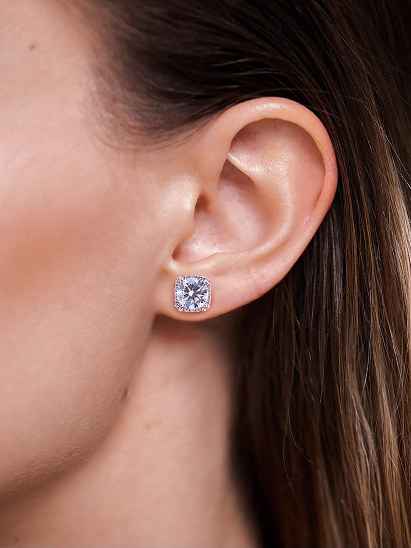 S925 Sterling Silver Square Shaped Zircon Stud Earrings, Fashion Jewelry for Party, Daily Clothing Decor, Trendy All-match & Exquisite Jewelry for Gift