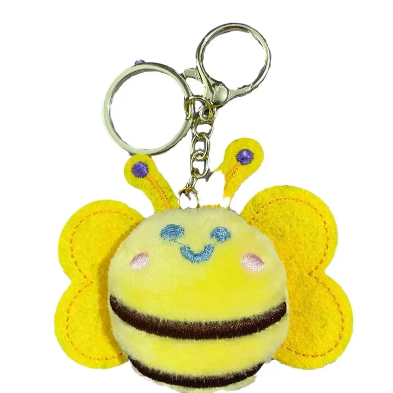2026 Kawaii Soft Plush Bee Keychain, Adorable Cartoon Honeybee Bag Charm, Fluffy Key Ring Pendant for Handbags, Backpacks & Gifting for Bee Lovers