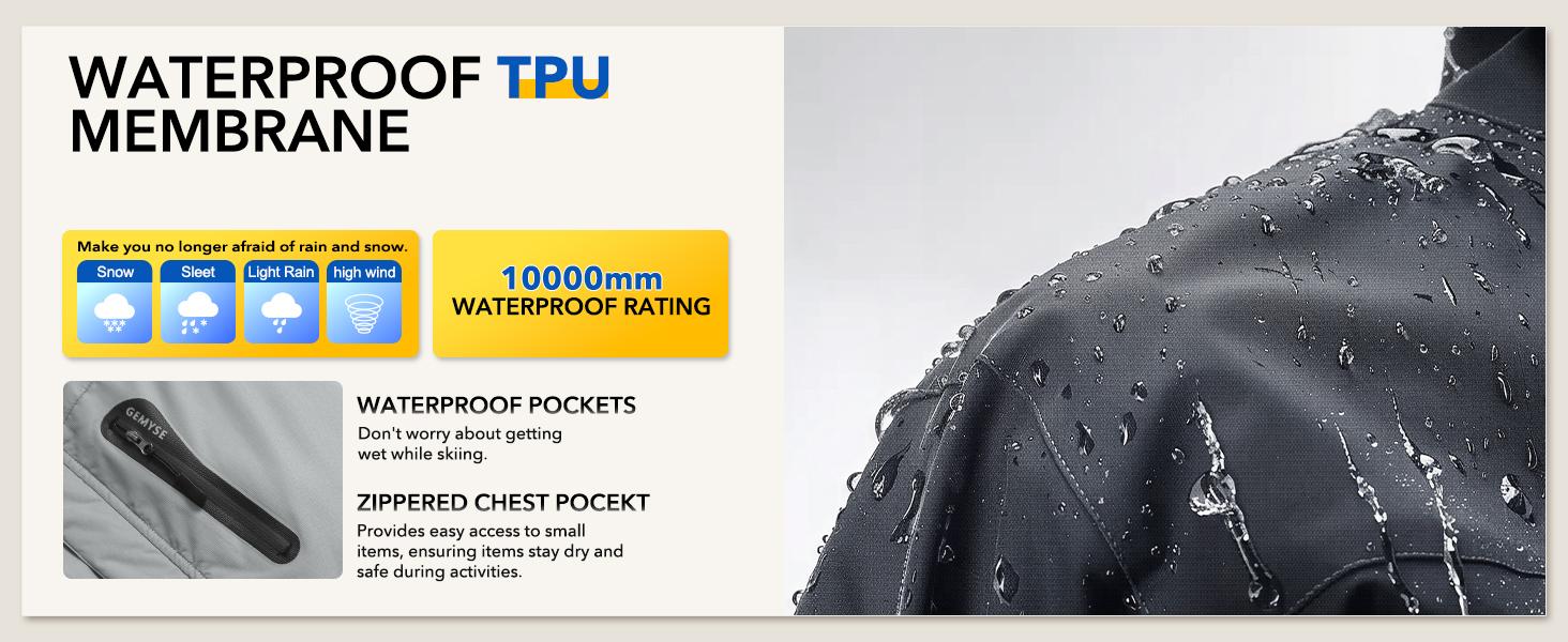 GEMYSE Men's Mountain Waterproof Ski Snow Jacket Winter Windproof Rain Jacket extreme cold weather jacket