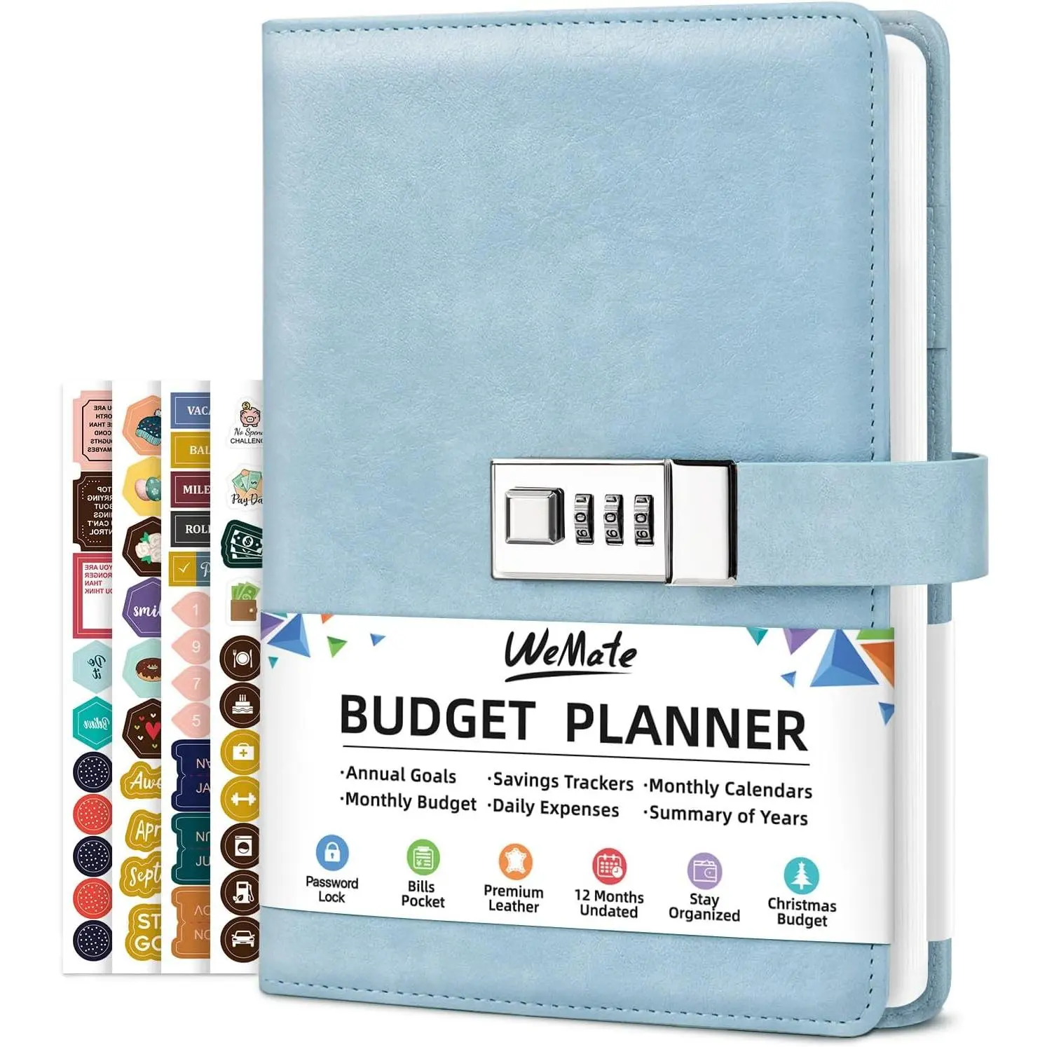 Budget Planner 2026 with Lock, Blue | Monthly Budget Planner with Expense , Undated Financial Organizer to Manage , A5 Leather Budget Book