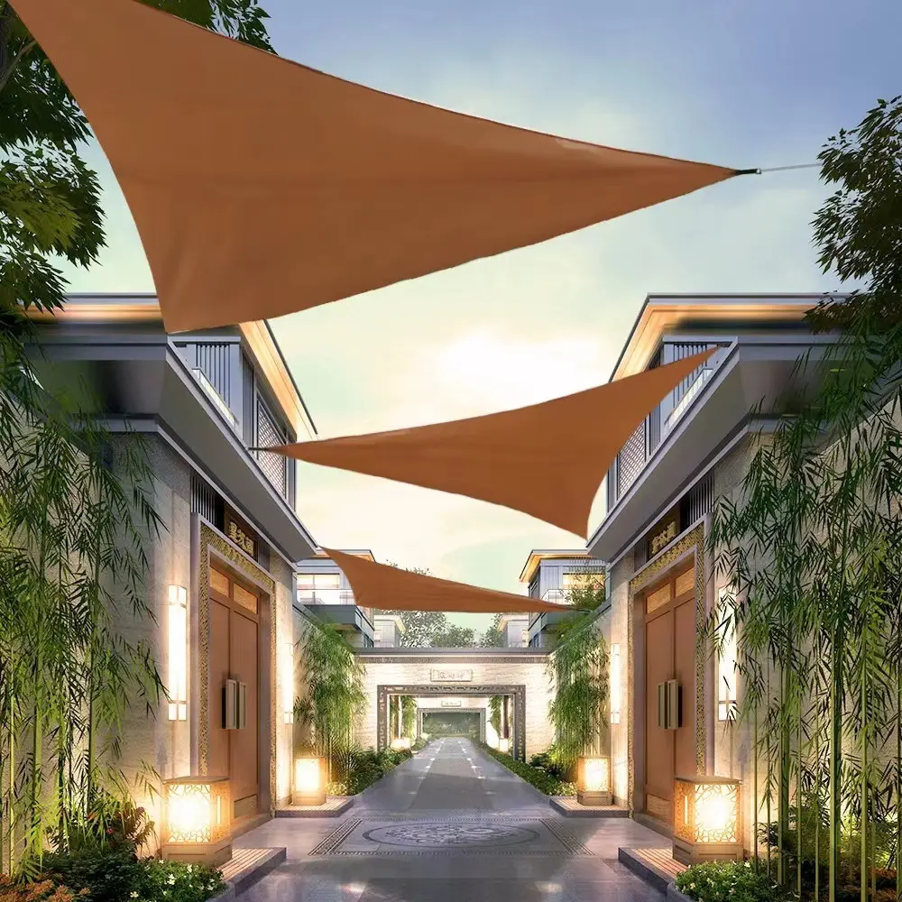 triangle sun shade sail, silver coated shade sail, waterproof sun canopy, UV protection shade, patio shade, backyard awning, outdoor shade cover, garden landscape shade, balcony sun shelter, 3m shade sail, outdoor camping shade