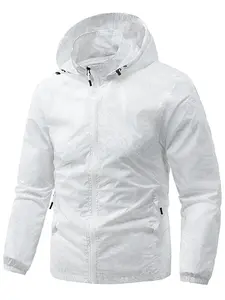 Summer Men's Ultra-Thin Jacket, Sports Outerwear, Outdoor Windproof, Quick-Dry, Hooded, Detachable Hat, Ideal for Sun Protection, Casual Sports, Camping, Hiking
