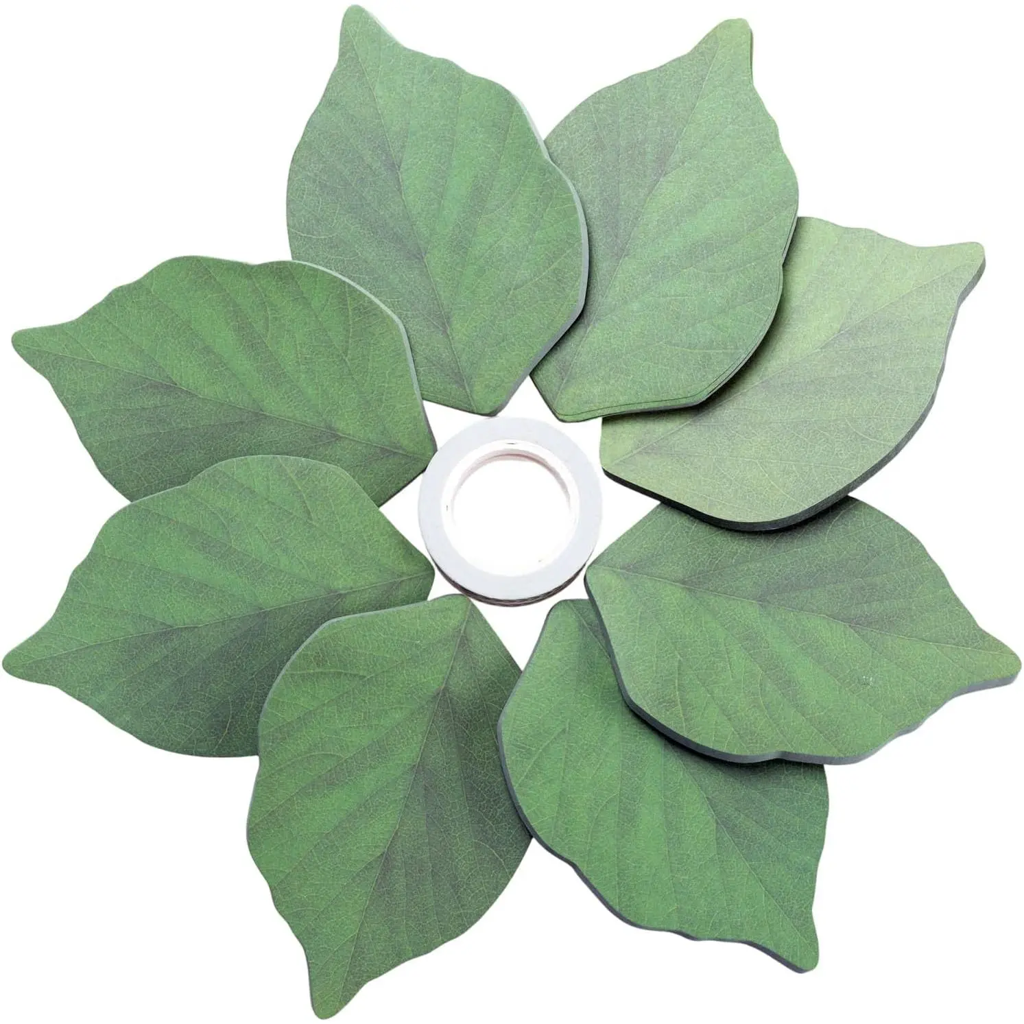 8 Packs 400 count Leaf-Shaped Sticky Notes with Two Green Leaf Tapes, Green Sticky Notes Leaf Stickers for DIY, Decoration  Wall, Photo Wall Decoration, Desk Office Memos
