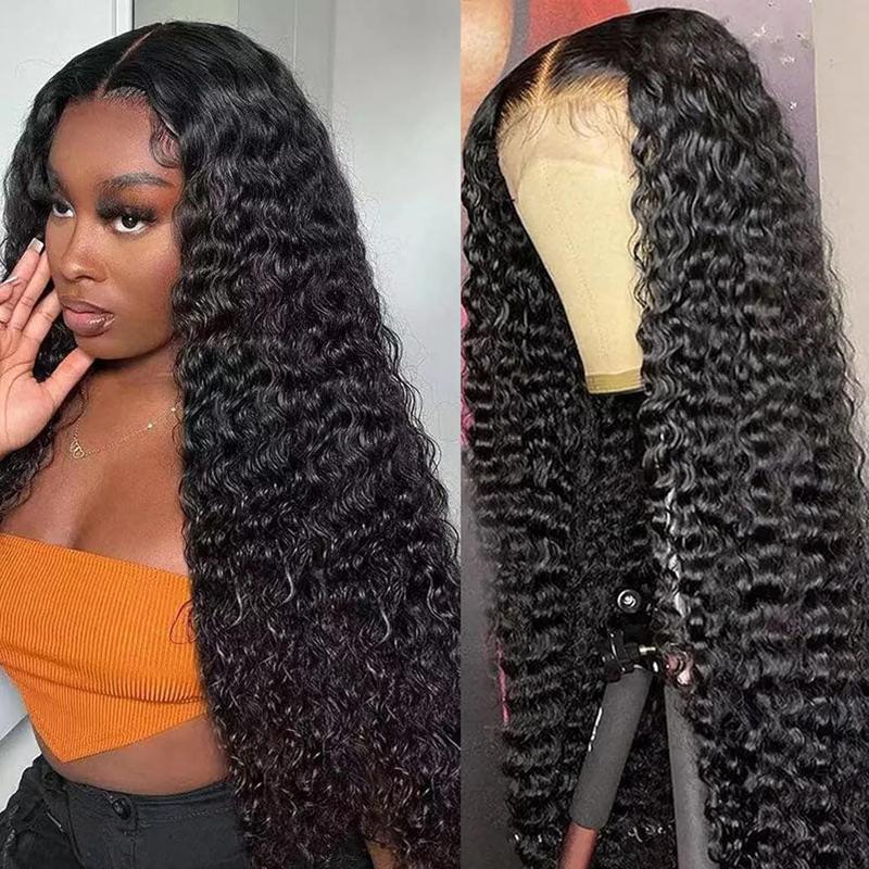 Bling Hair Clearance Sale 13x4 13x6 HD Transparent Lace Wig Deep Wave Brazilian Human Hair Lace Frontal Wig for Women Curly Pre Plucked 30 32 Inches 180% Natural Hairline Valentine’s Day