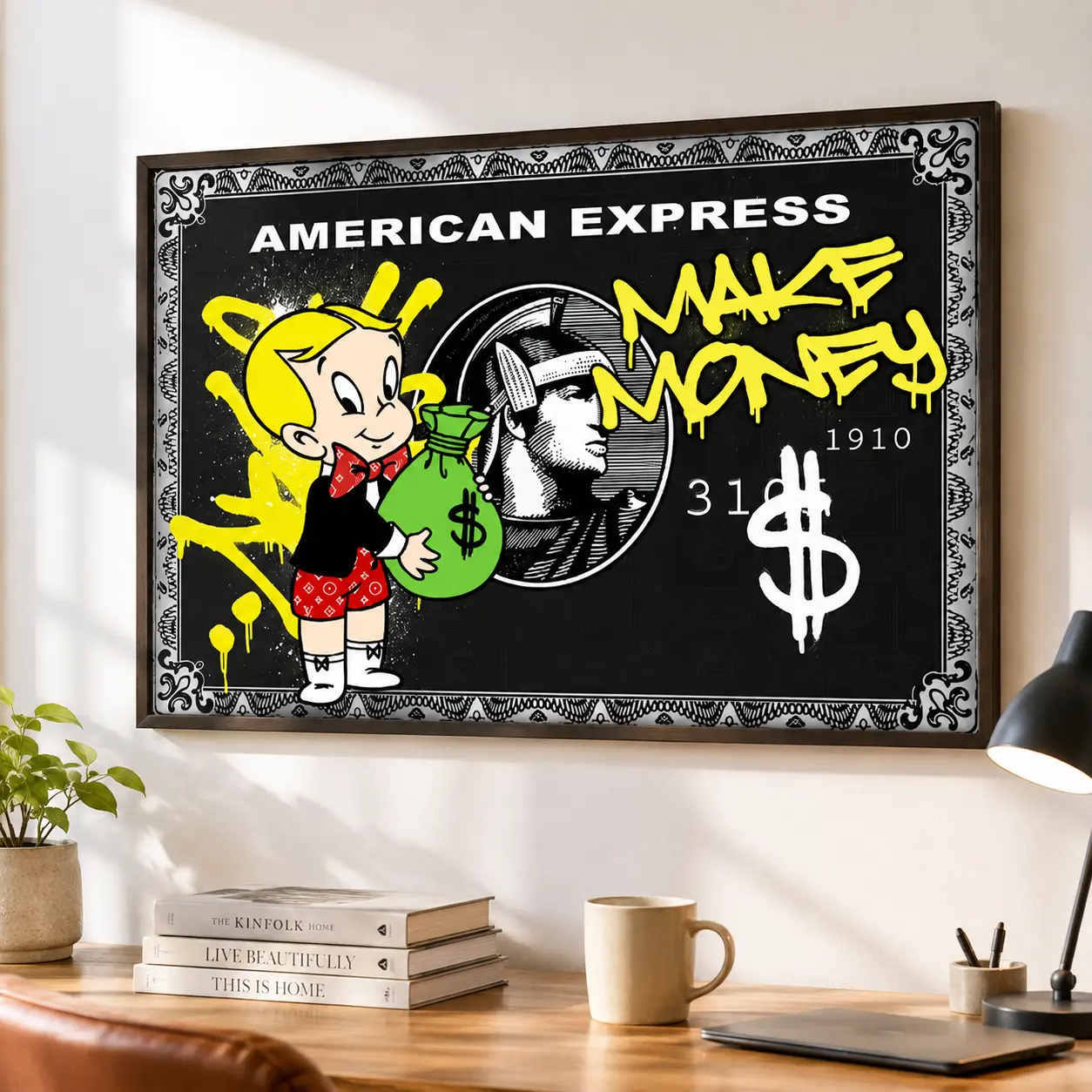 Street Art Graffiti Money Poster, Wealth & Millionaire Theme Wall Art, Modern Home & Bedroom Decor