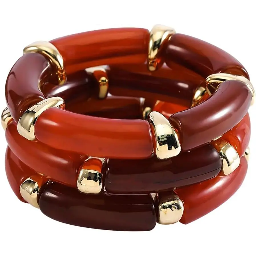 3 count Stacking Bangle Set for Men Women, Stretchable Bracelet Set Lightweight Statement Bangles  Gifts