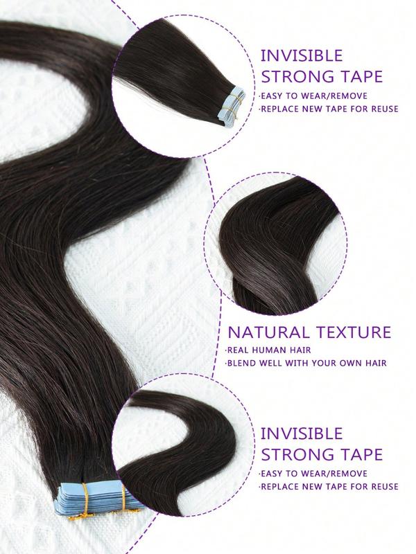 20 Piece 30g Remy Human Hair Tape-In Extensions, Seamless, 12-20 Inches, /, Straight/curly, Women's Beauty & Personal Care