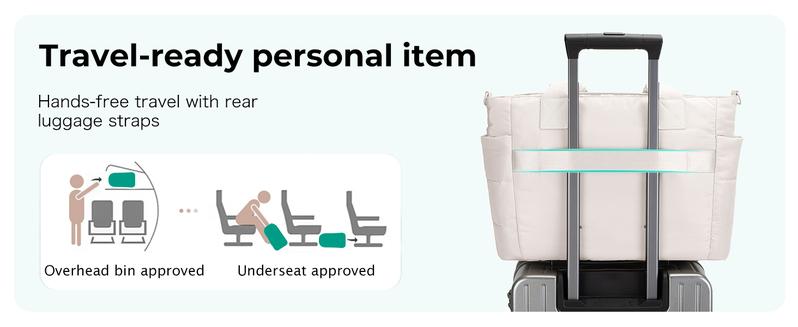 Tote Bag for Women, Lightweight Puffy Puffer Tote Bag with Compartments Quilted Shoulder Bag Handbag for Travel, Work, Gym