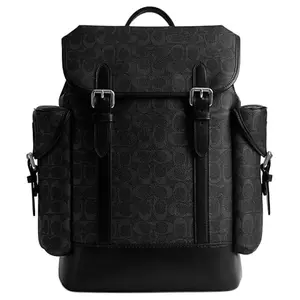 COACH Hitch 31 Letter Logo Coated Canvas Backpack, Large, Men’s, Stylish, Black