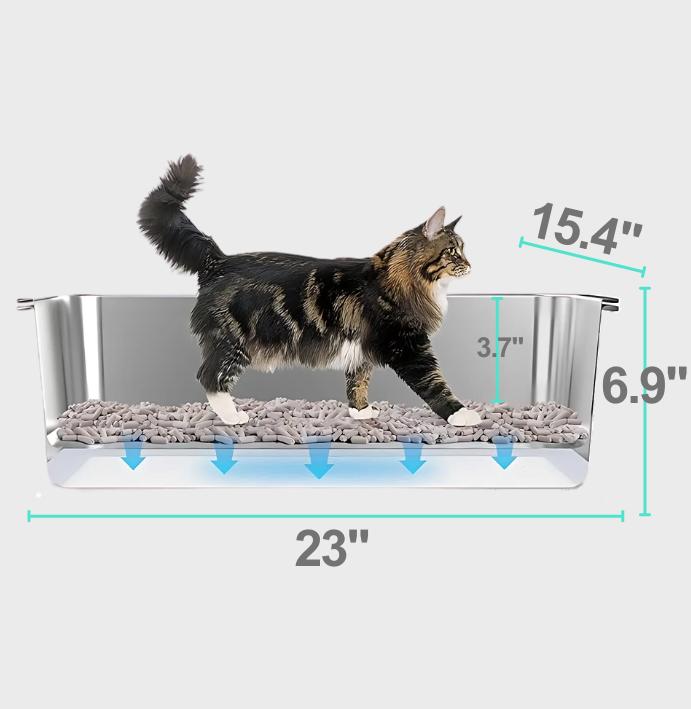 XL Stainless Steel Sifting Cat Litter Box for Pine Pellets, XXL Stainless Steel Pine Litter Box, Bunny Litter Box, High Sides XL Stainless Steel Sifting Cat Litter Box for Pine Pellets, XXL Stainless Steel Pine Litter Box, Bunny Litter Box, High Sides