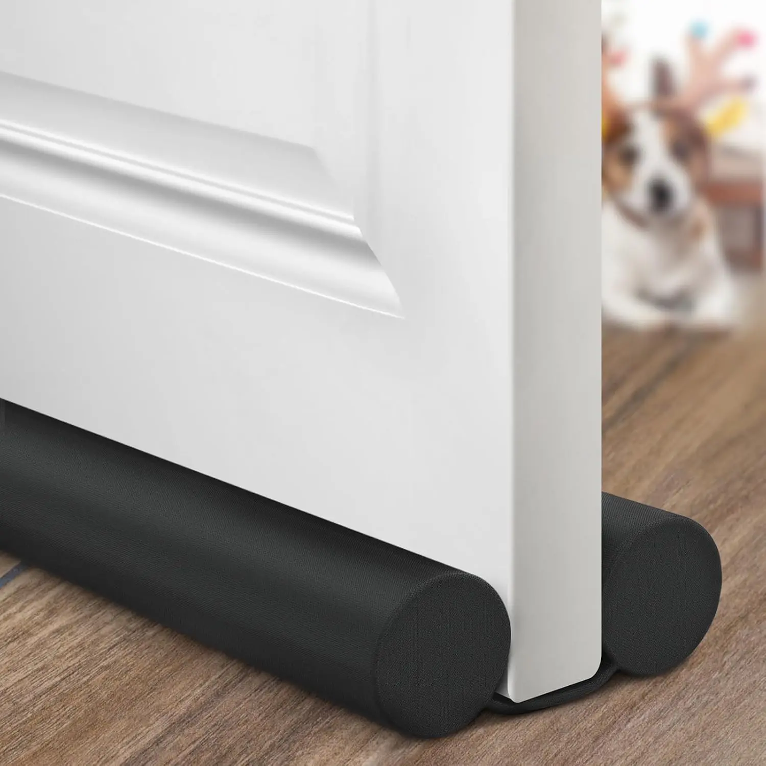 Door Draft Stopper Weather Stripping Draft Stopper for Bottom of Door Window Breeze Blocker Adjustable Door Sweeps, Black