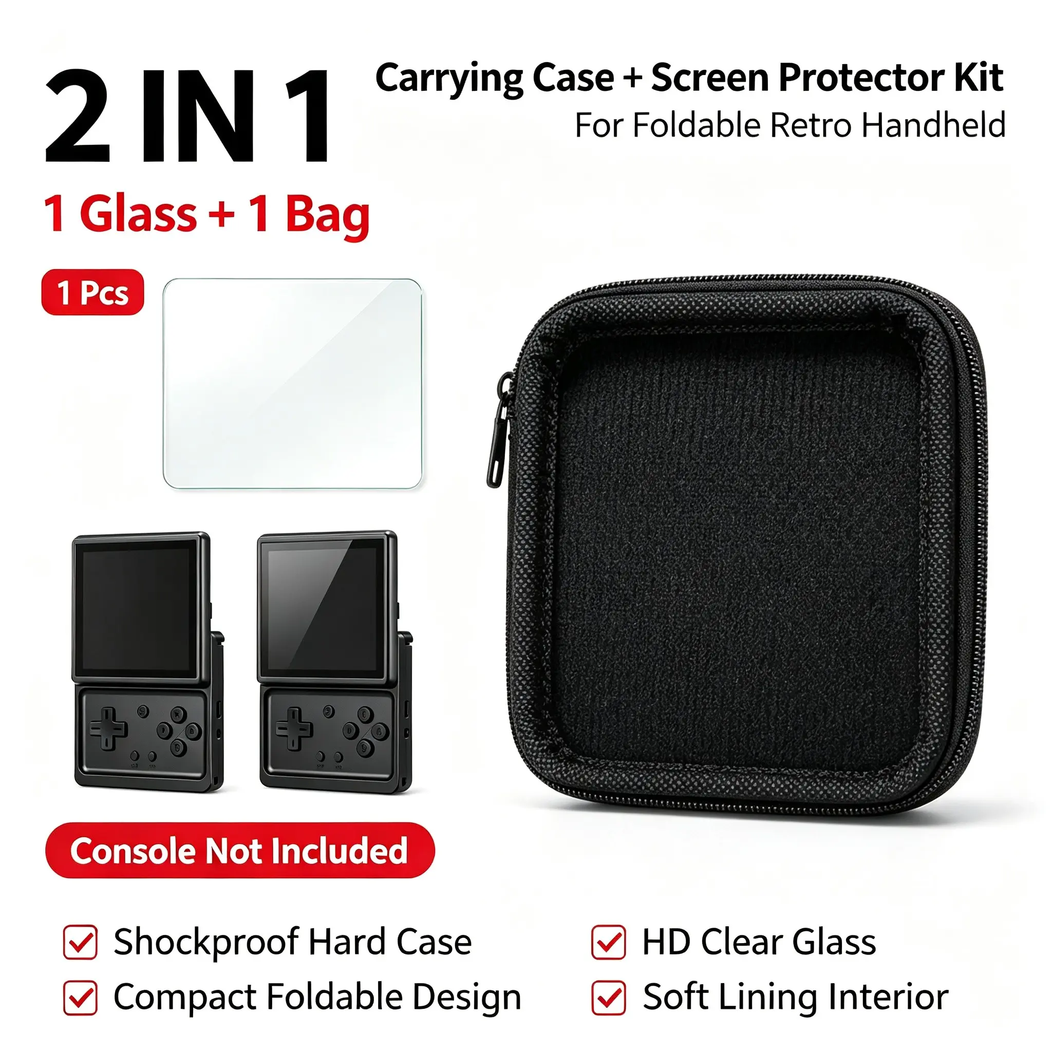 Hard Eva Storage Bag + HD Transparent Screen Protector, Compatible with Rg Rotate Handheld Game Console, Durable and Protective Accessories