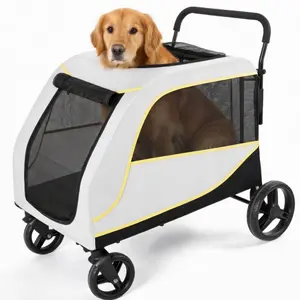 Heavy Duty All-Terrain Dog Stroller for Large and Medium Pets Compact Fold Dual Entry Wagon with Foot Brake 176 lbs Capacity
