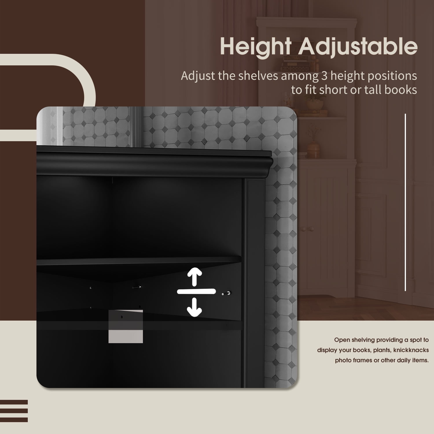 FURMAX Corner Bookcase with Storage, Corner Bookshelf Stand Storage Rack for Living Room, Home Office, Kitchen, Small Space