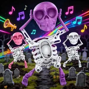 Funny Dancing Skull Decoration, No Power Needed, Cute Creepy Desk Ornament, Halloween Christmas Decor, Perfect Gift for Parties