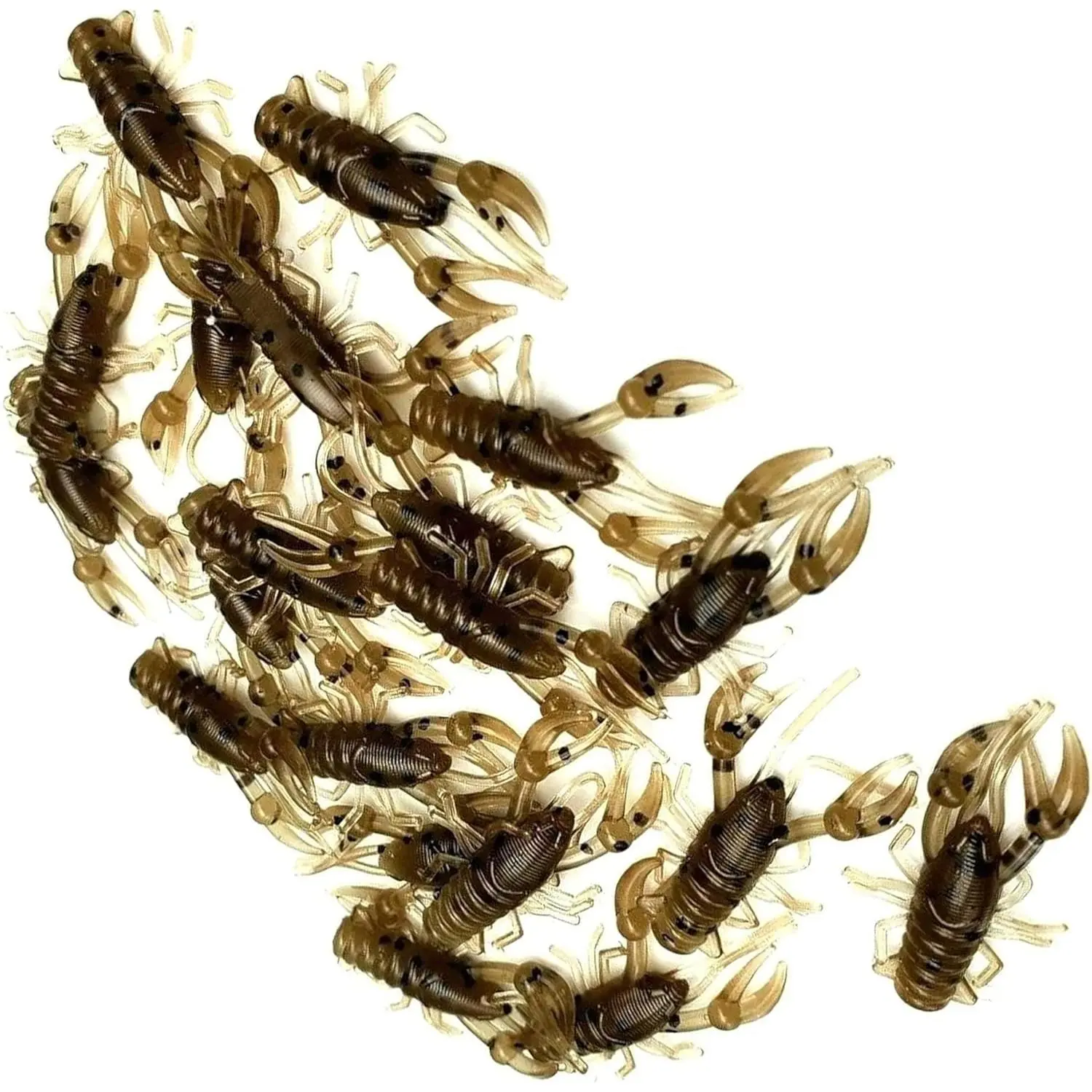 New (Qty 20) 1" Micro Craw Scented Finesse Drop Shot Crappie JIG Bluegill Brown CRAWDAD Lure Bait Fishing Equipment Set CE-0085DR
