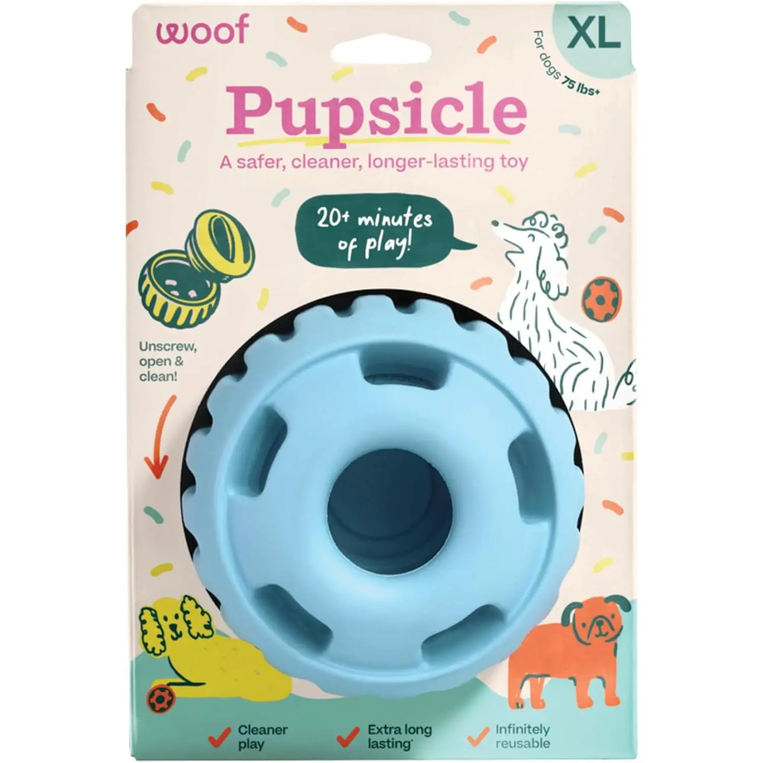 Party Pupsicle - Long-Lasting Interactive Dog Toys for Boredom - Low-Mess Design - Birthday Gifts for Dogs - XL Dog Toys - Buddy Blue