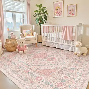 ComiComi Pink Princess Decor Area Rugs,Summer High-Density Low-Pile Rug,Waterproof & Stain Resistant,No shedding, No odorsfor,Kids Bedroom,Mechine Washable Rugs for Nursery Room, Living Room, Home Decor, Girls Rug, Contemporary Rug,Home Decor,Pink Rugs