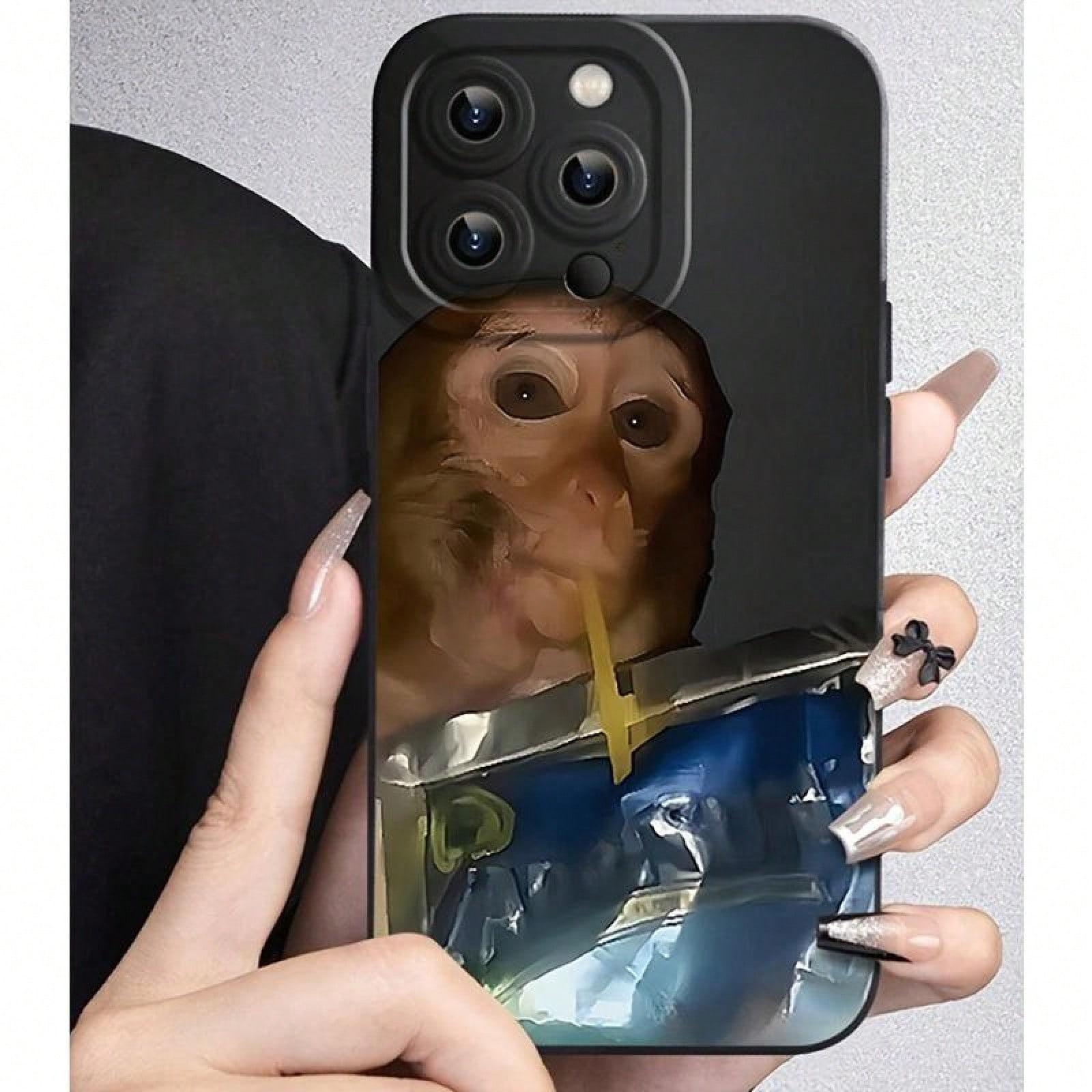 Chill Monkey Sipping Fruit Drink Funny Phone Case Compatible with iPhone 17 ProMax / 16 ProMax / 15 ProMax / 14 ProMax / 13 ProMax and Samsung Galaxy S26 Ultra / S25 Ultra / S24 Ultra / S23 Ultra / S22 Ultra