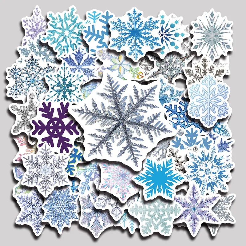 50PCS Snowflake graphics Aesthetic Vinyl Stickers Pack for Laptop Water Bottle Phone Case Skateboard Journal Scrapbook DIY Decoration