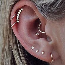 MILACOLATO Cartilage Earring 11count 16G 18G Stainless Steel Cartilage Earrings Stud Hoops Conch Forward Helix Earrings Tragus Daith Piercing CZ Barbell Stud Cartilage Piercing Jewelry for Women s Studearrings