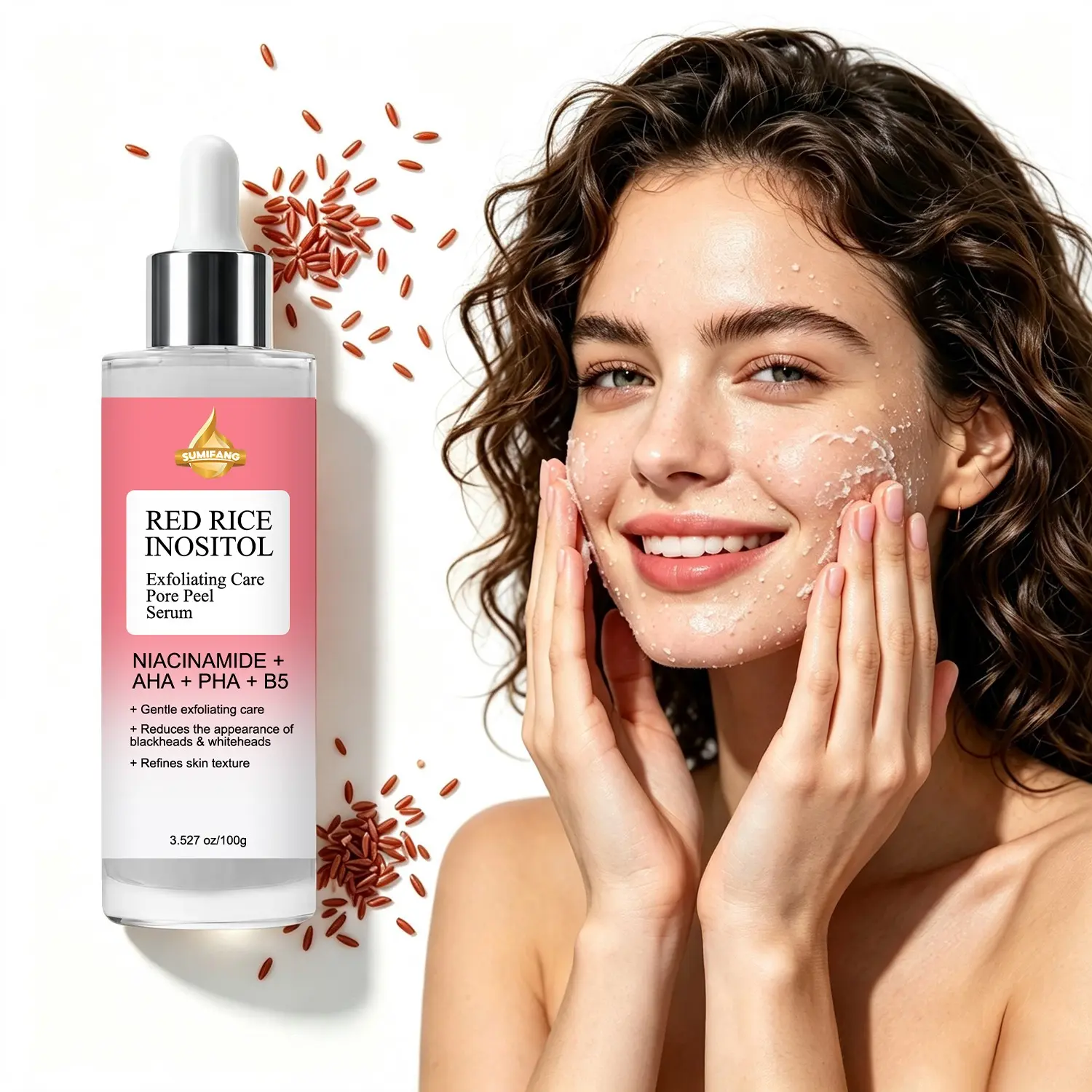 100g Rice Exfoliating Gel, Contains Rice, Mineral Acid, Niacinamide, Panthenol, Salicylic Acid, Vitamin C, Gentle Exfoliation, Pore Minimization, All Skin Types