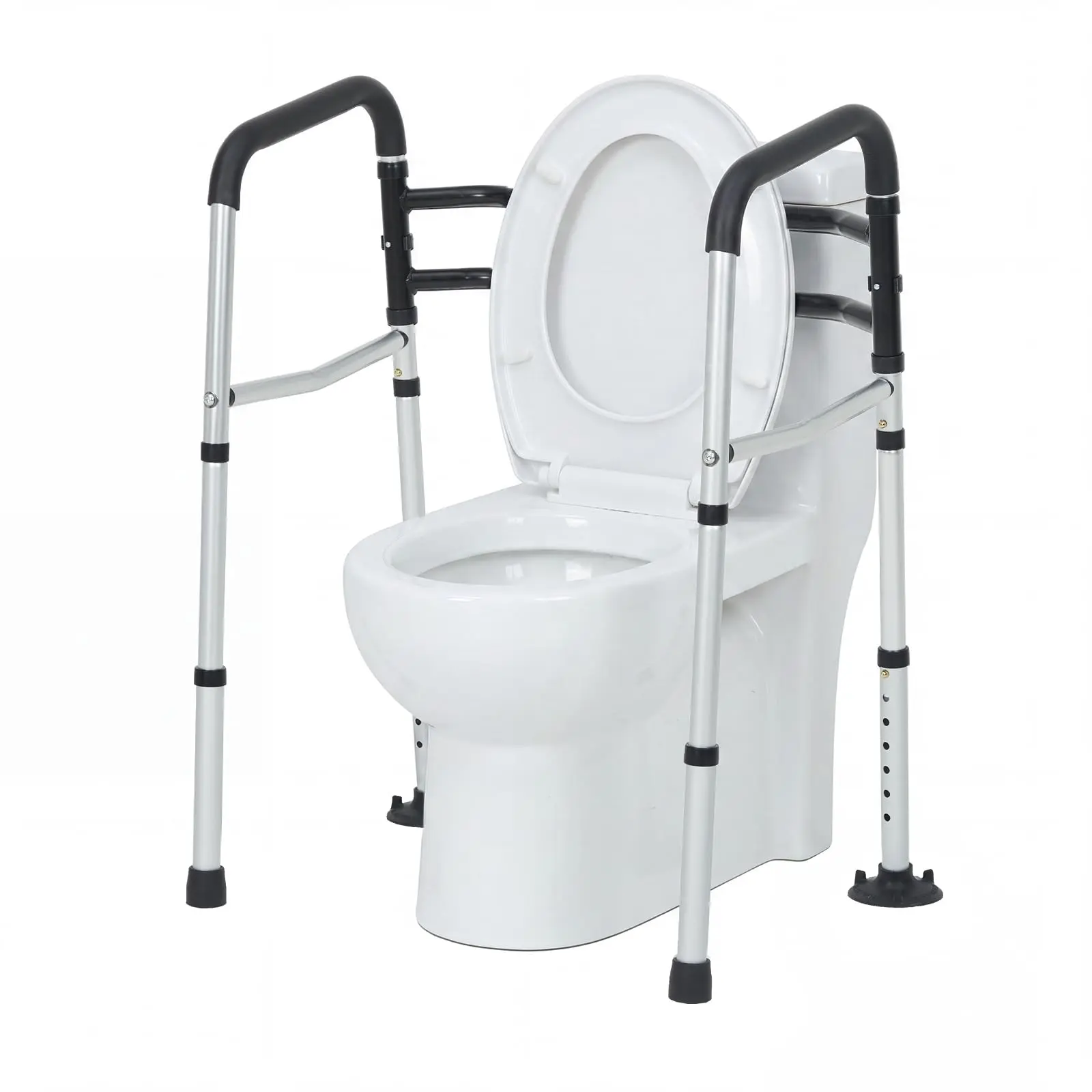 Toilet Safety Rail, Adjustable Grab Bar for Seniors, Heavy Duty Aluminum Bathroom Safety Frame for Elderly, Disabled, Post-Surgery, 350lb Capacity