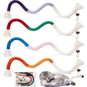 Cat Chew Ropes 4Pcs, Cat Toys for Indoor Cats with Refillable Natural Catnip, Safe Teeth Cleaning Chew Toys, Interactive Kitten Nip Toys and All Breeds (19.5 Inches) rope toy