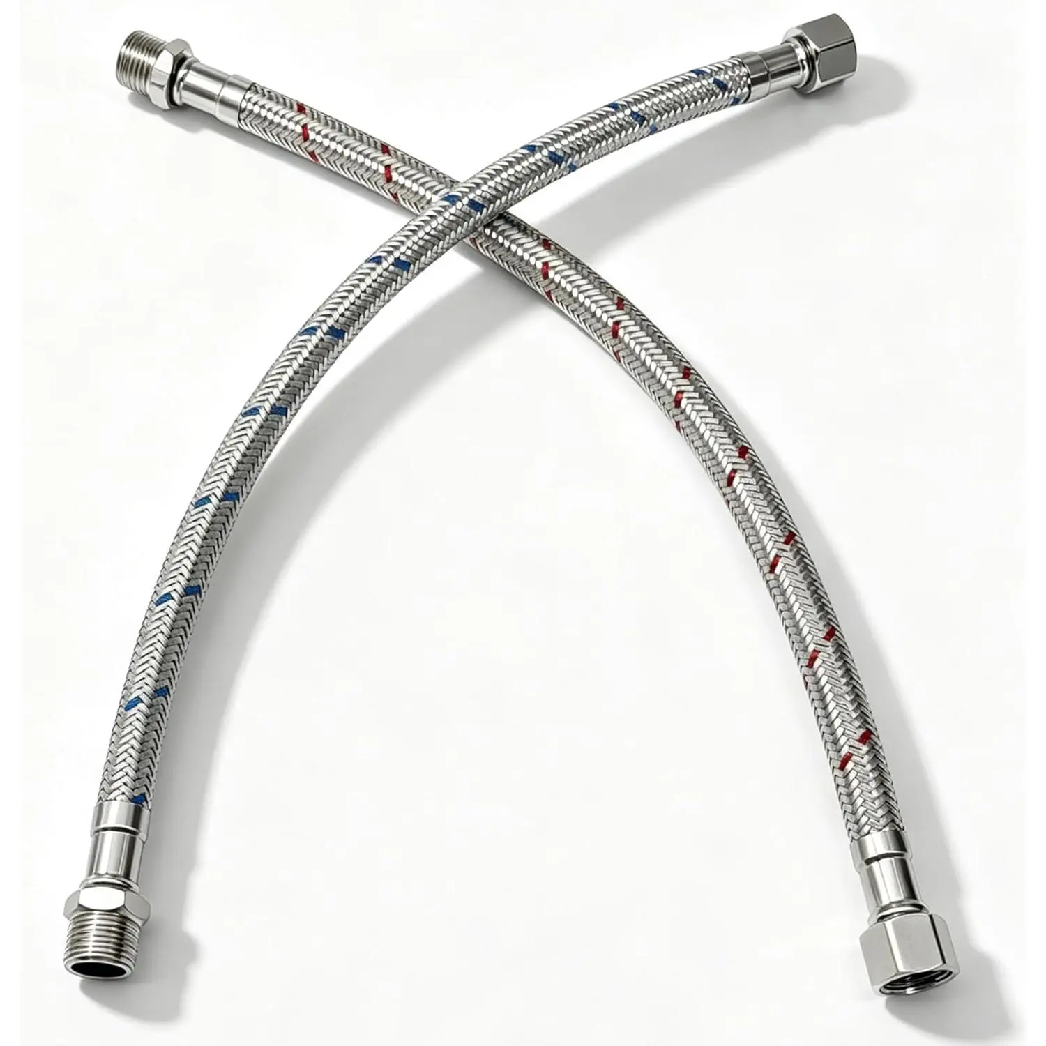 12 Inch Braided Stainless Steel Faucet Supply Lines, G 3/8" Female Thread Extension Hoses for Bathroom Kitchen Sink (1 Pair)