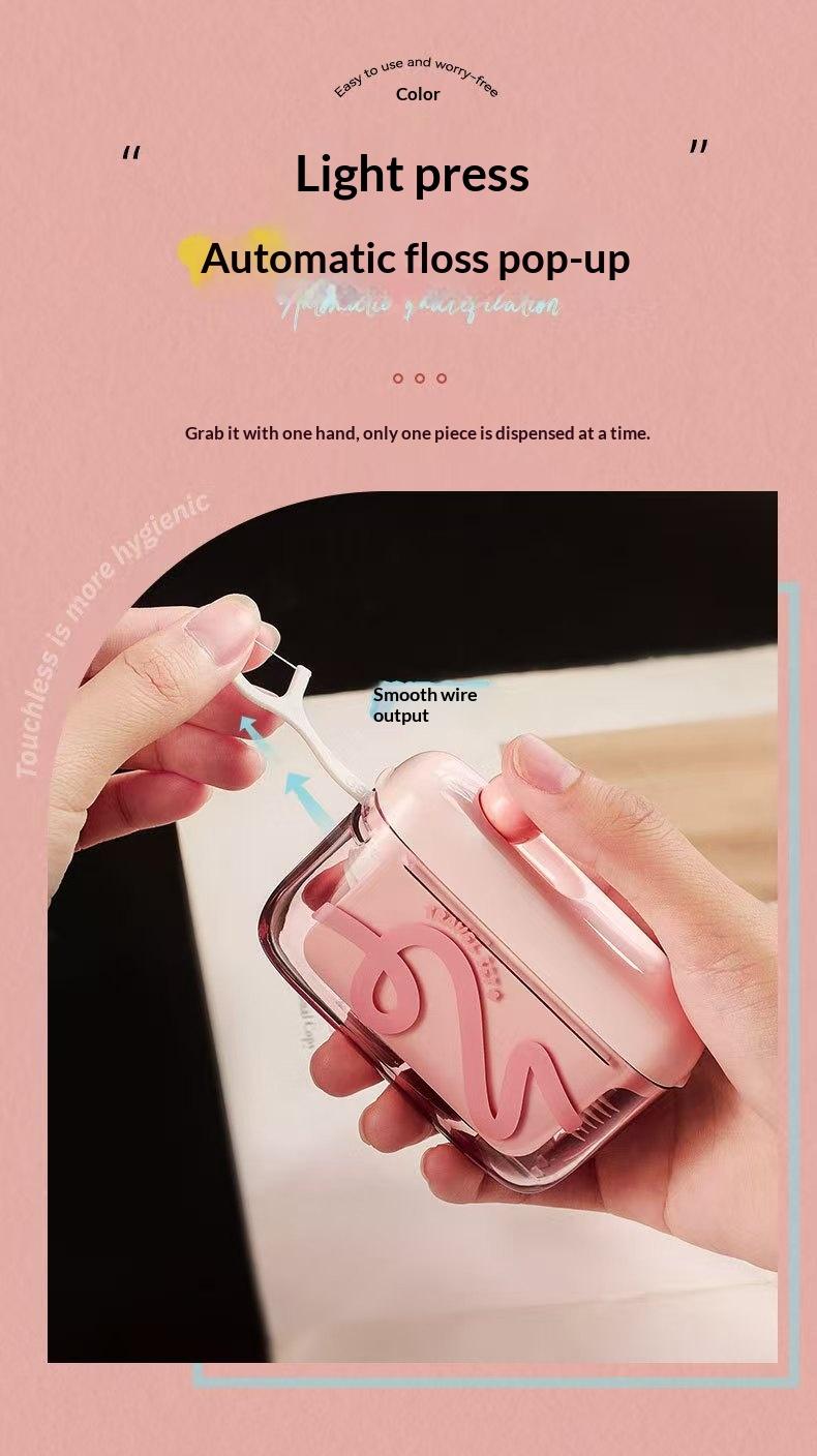 Cute Dopamine Color Automatic Pop-Up Floss Dispenser, Portable Travel Dental Floss Holder, Press-to-Open Floss Organizer Case #   GLOBAL PIC