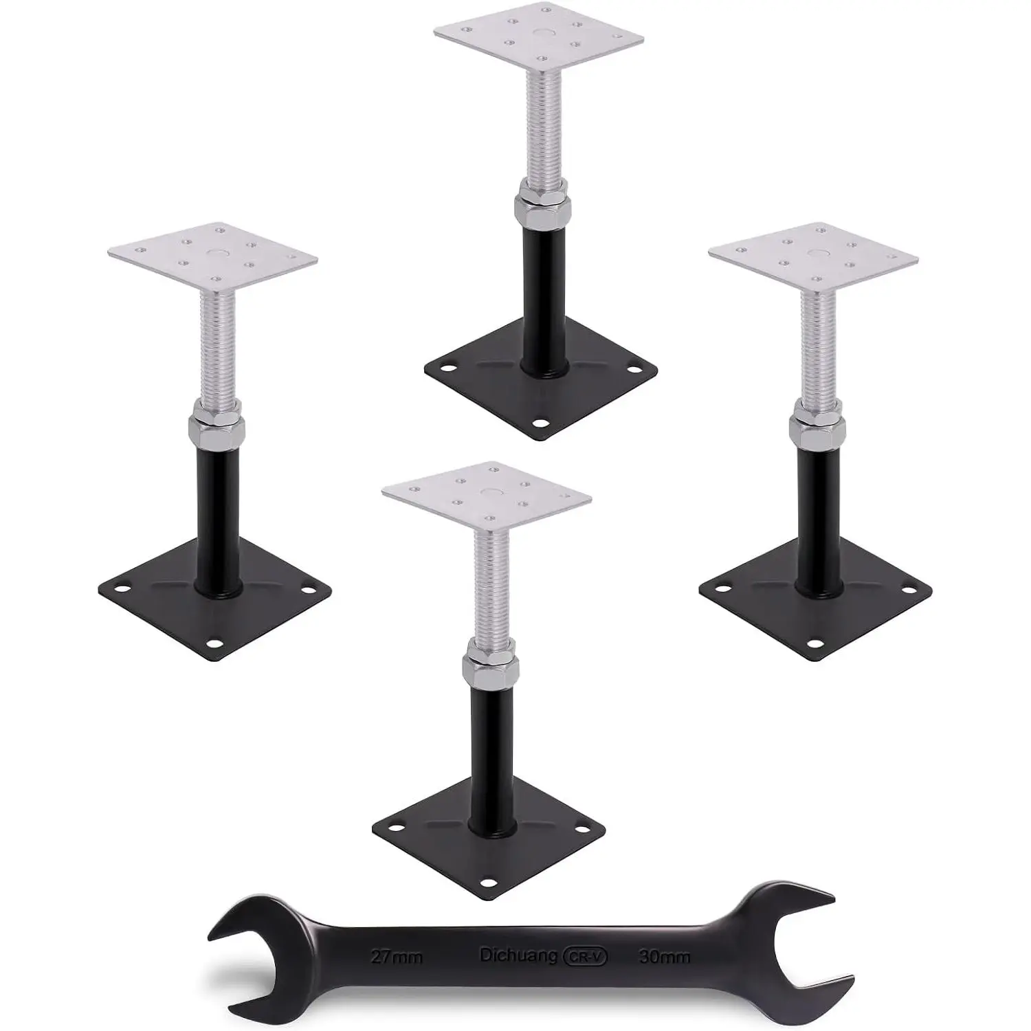 Adjustable House Floor Jacks, 4 count  Floor Joist Jacks for Leveling, 5" - 8" Height Adjust Range, Telescoping Screw Jacks for Temporary Support - 11000 lbs Max Load Capacity (Each)