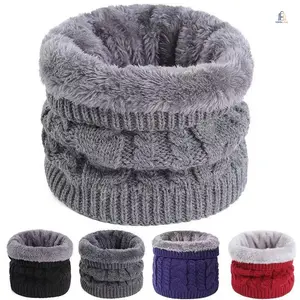 Unisex Thick Fleece Lined Cable Knit Neck Warmer, Trendy Thermal Windproof Neck Gaiter, Cold Protection Winter Neck Scarf, Cozy Warm Accessory for Outdoor Riding Daily Commute