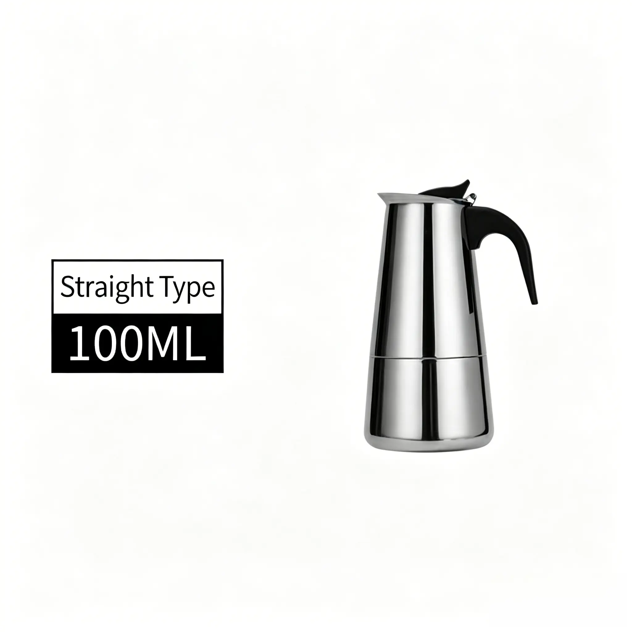 Stainless Steel Mirror Polish Moka Pot Espresso Maker - 200ml Italian-Style Stovetop Brewer with Safety Valve, Silicone Components, Reusable Filter for Home Use & Homebrewing, Single Unit