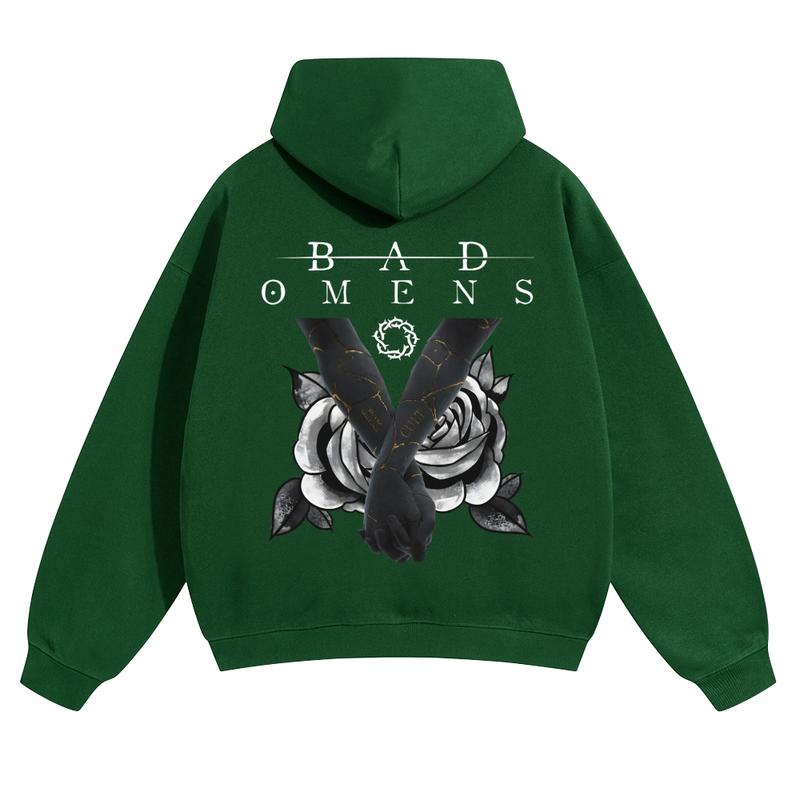Unisex Bad Omens Hoodie For Autumn Winter Thick Warm Retro Print Versatile For Ins Street Style Couples Outfits Top Choice For Boyfriend Gift Fabric Menswear Casual Fit